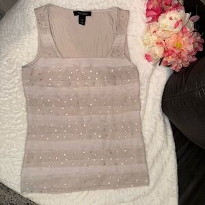 3 x 20$ White House Black Market Beige Sequin Tank Top Size XS